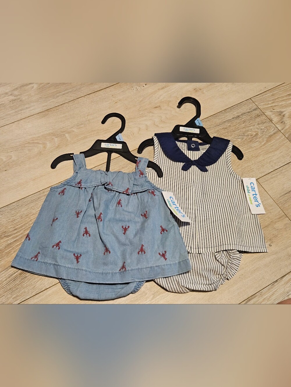 Lot of 2 NWT Child of Mine Carter's 3-6M Baby Girl Nautical Outfits Tops Bloomer